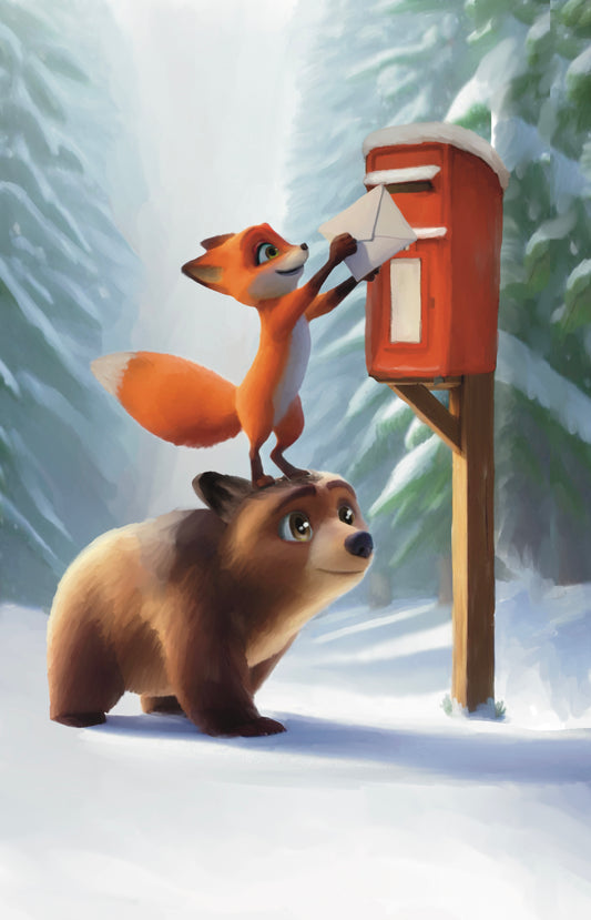 karhu kettu ja postilaatikko