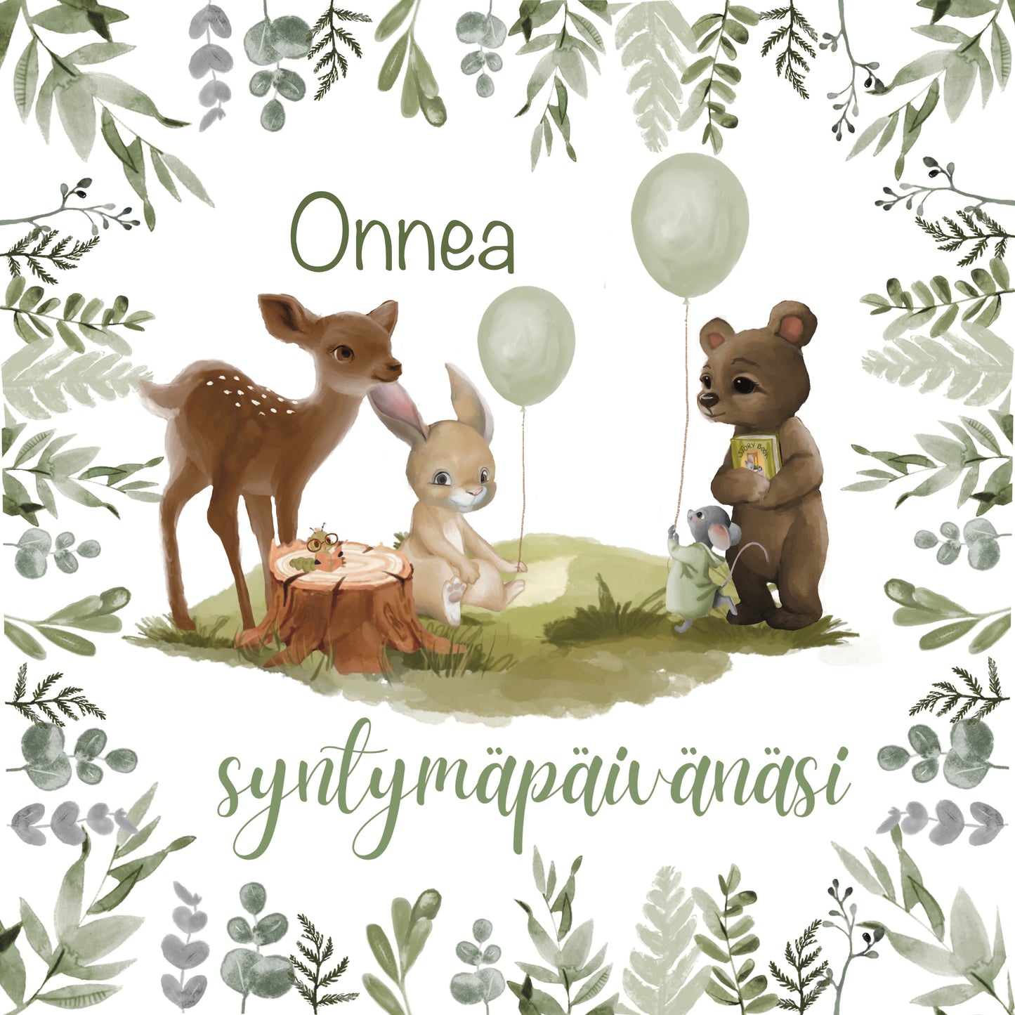Syntymäpäiväkortti, eläimet